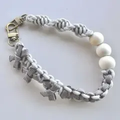 パラコード　ミスティグレー×リボン　No.004