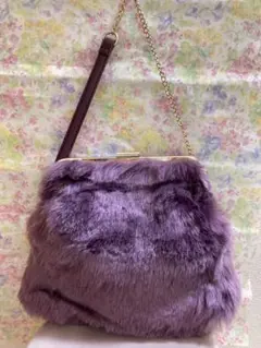 秋先取り！パープルファーショルダーバッグ