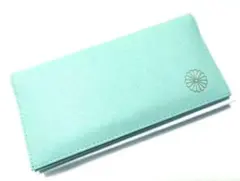 【新品】皇居菊紋　長財布　本革　ミントブルー 未開封 新品 皇居 菊のご紋入り 長財布 サックス（ミントブルー