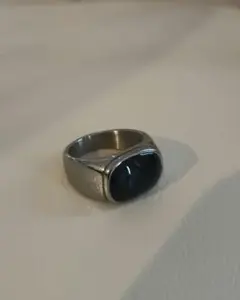 アバスクデザイン　シルバー×ブラックリング　サージカルステンレス