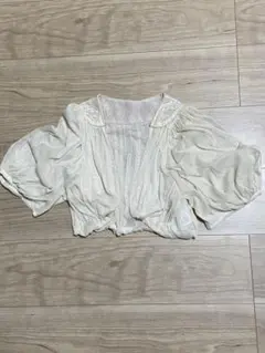 結婚式　アイボリー レース パール装飾 ボレロ