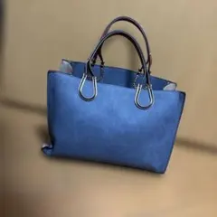 青 スエード風 トートバッグ