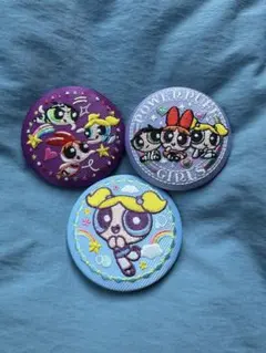 ★パワーパフ ガールズ 刺繍缶バッジビスケット　　3個セット★