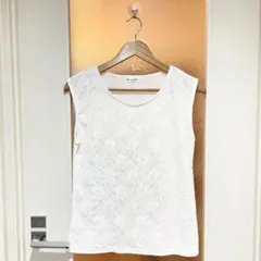 ホワイトレースノースリーブトップス Lサイズ