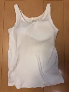 ホワイトリブタンクトップ カップ付き XL