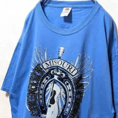 フルーツオブザルームブランソンカントリーミュージックロゴ Tシャツ水色L古着