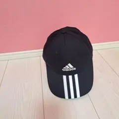 adidas ブラック ベースボールキャップ 3本ライン 54-57cm