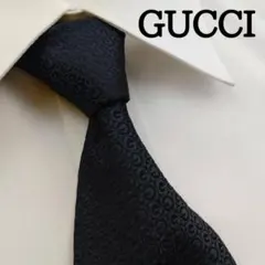 ★美品★ グッチ 高級シルクネクタイ 総柄（G柄） ブラック