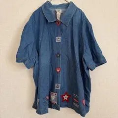 KORET パッチワーク デニムシャツ 半袖【18W】90s ヴィンテージ 希少