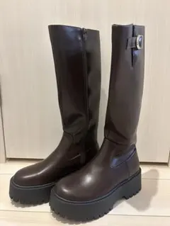 厚底ロングブーツ　ブラウン
