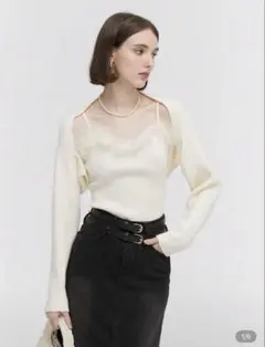 【美品】キャミニット　ホワイト　カーディガン