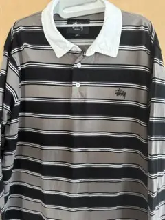 激レア stussy モックネック ボーダー ロンＴ カットソー XL LL 中古 STUSSY ステューシー グラデーション ボーダー ロンT 長袖T