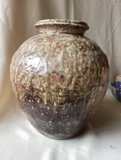 骨董古美術 時代物 陶器 壺 飾り壺 花入　高さ約28.5cm