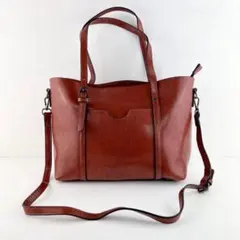 ショルダーバッグ 2way A4サイズ収納可能 大容量 ブラウン PUレザー