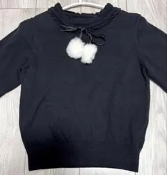 AnkRouge ポンポン付きニット さくらんぼトップス 黒ニット 量産のサムネイル