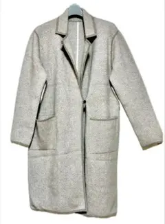 ネイチャーズ、最高級厚手カシミヤ毛100%レースワッペン付きロング