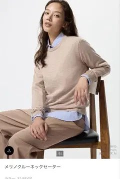 メリノクルーネックセーター ベージュ