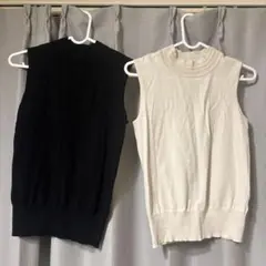 タートルネック ノースリーブ白