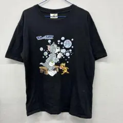 トムとジェリー キャラクター　黒 半袖Tシャツ　LL ▲17