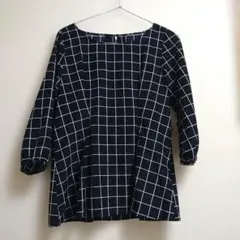 ネイビーとホワイトのチェック柄チュニック