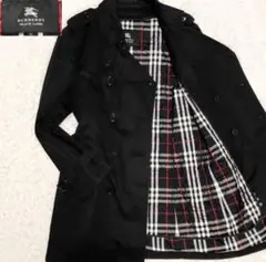 バーバリーブラックレーベル 着脱可ライナー付き トレンチコート ブラック