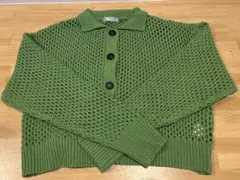 r6 by ROSEBUD メッシュカーディガン グリーン