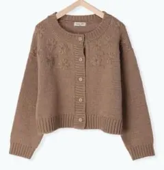 サマンサモスモス♡ ブラウン 花模様刺繍 長袖カーディガン　新品未使用品