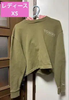 Tommy jeansレディースXSサイズ　オリーブとピンク　トレーナーのサムネイル