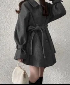 GRL 襟2Way リボンベルト付きショート丈コート［Kz159］