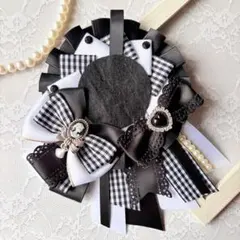 【SALE】44(54mm〜65mm)痛ロゼット■リボン■ 黒、白、チェック