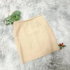 【ofuon】オフオン (40) ミニスカート タイト アンゴラ混 ベージュ
