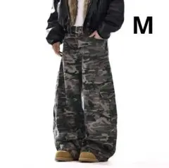 y2kデニムパンツ 迷彩バギーデニム　新品未使用　迷彩デニム　M