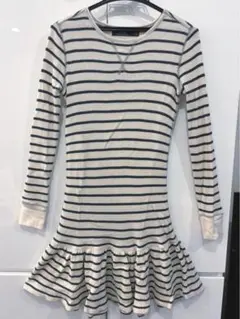 【ポロラルフローレン】　ワンピース　XSサイズ　長袖　プリーツ　白　ボーダー