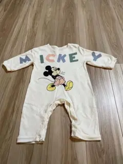 Disney baby ミッキーマウス ロンパース 長袖80cmクリーム色