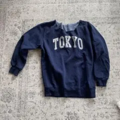 TOKYO ロゴ スウェット ネイビー カットオフネック