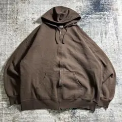 00s フルーツオブザルーム 無地 ジップパーカー ブラウン 短丈