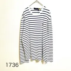 【新品】ポロラルフローレン　UネックボーダーロンT　長袖カットソー　定番　L