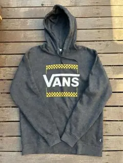 VANS グレー XS パーカー チェック柄ロゴ