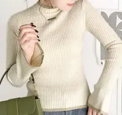 新品・未使用！XL リブ編みハイネックセーター