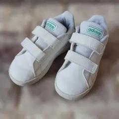 adidas ホワイト/グリーン スニーカー ベルクロ　14.5㎝