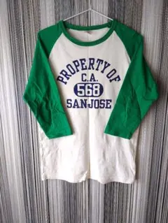 Champion ラグランスリーブ Tシャツ M 七分袖、コットン1:00%