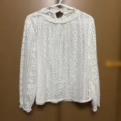 ホワイトレース長袖シャツ Lサイズ