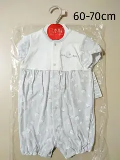 新品 ベビーロンパース 60-70cm 半袖カバーオール 木馬柄 男の子 日本製