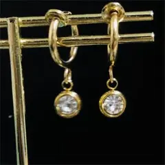 クリスタル ゴールドフープイヤリング