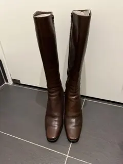 バークレイ　ロングブーツ ブラウンレザー ヒール6.5センチ