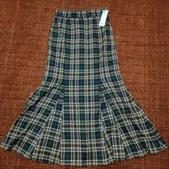 GU フレアスカート L ブラック系 チェック柄