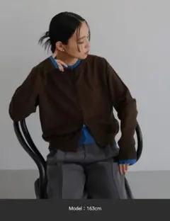 レイヤード配色ニットカーディガン