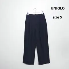 UNIQLO タックワイドパンツ 221-469854 ブラック S