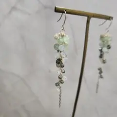 No.35天然石グリーンバンデットxローマングラスチェーンチャーム