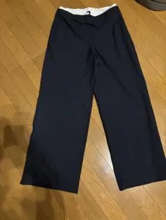 ZARA ネイビー ストライプ ワイドパンツ